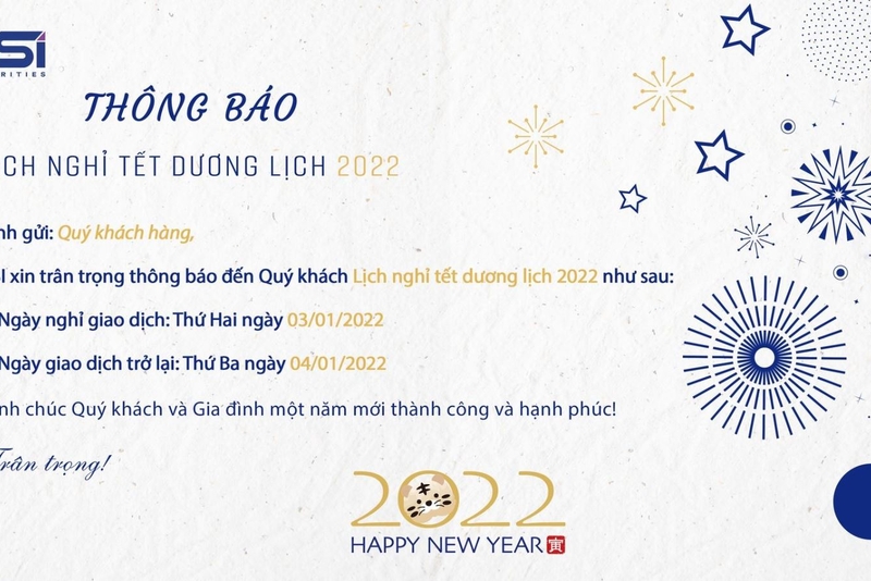 Thông báo nghỉ Tết Dương lịch 2023