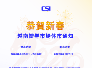 2026年春節 證券市場休市通知